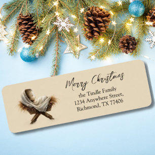 Baby Jesus Non Photo Watercolor Christmas Label