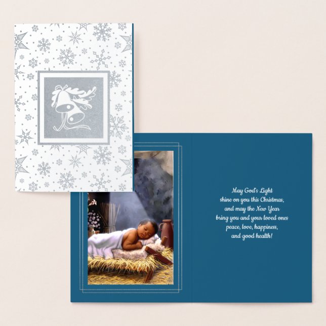Baby Jesus Painting Christmas Luxury   Foil Card (Display)