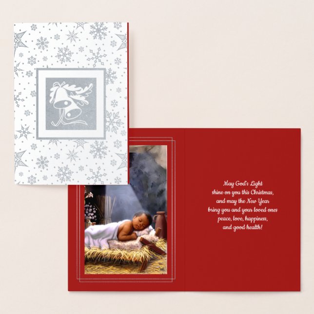 Baby Jesus Painting Luxury Christmas   Foil Card (Display)