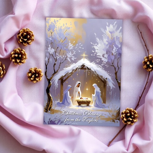 Baby Jesus Religious Scripture Catholic Christmas  Holiday Card (Ideal for sending heartfelt Christmas blessings to friends, family, and members of your community)