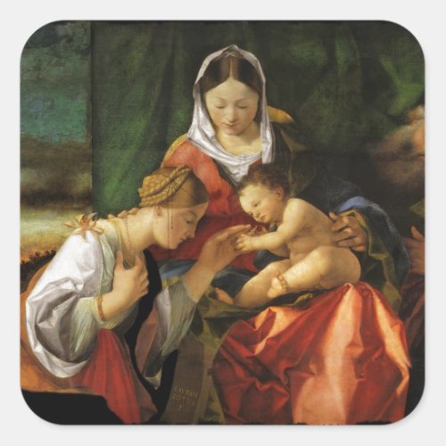Baby Jesus Saint Catherine and Mary Square Sticker