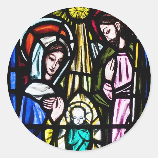 Baby Jesus Stained Glass from St. Michael's Church Classic Round Sticker (Front)