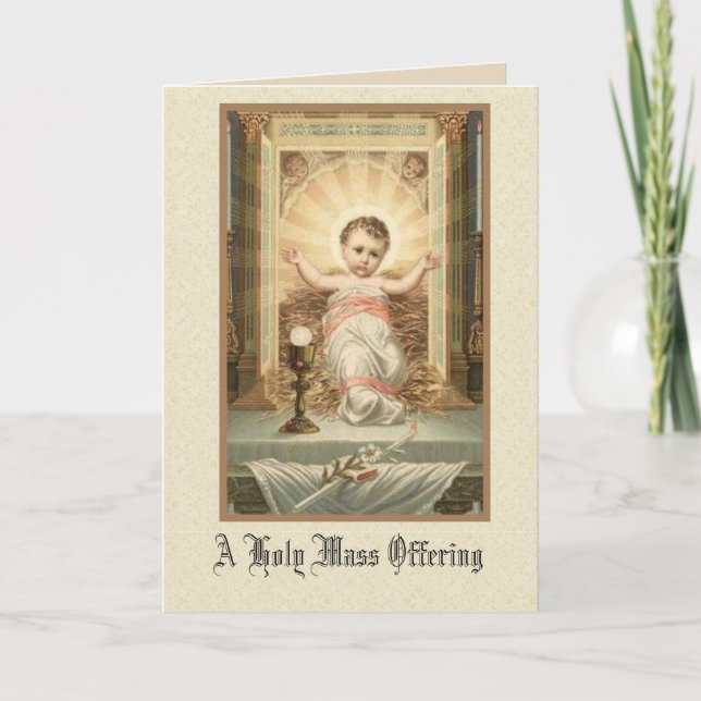 Baby Jesus Tabernacle Mass Offering Memorial Holiday Card (Front)