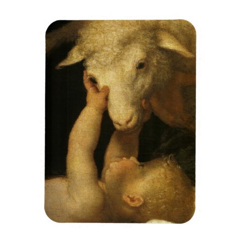 baby jesus touches lamb 2 magnet