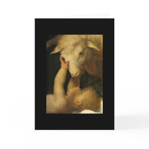 Baby Jesus Touches Lamb Card