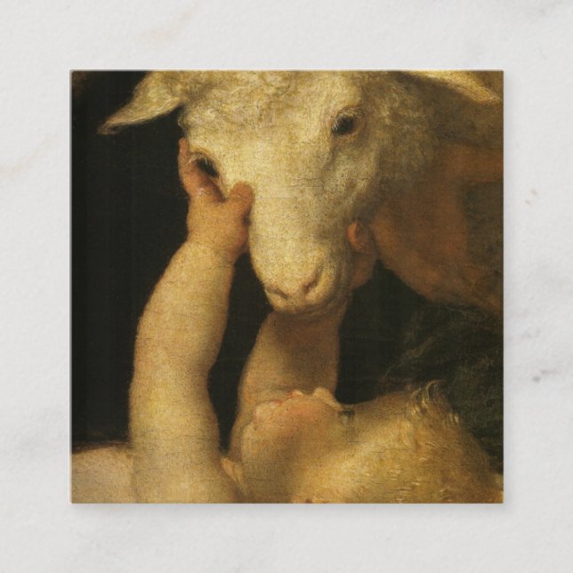 Baby Jesus Touches Lamb Referral Card (Front)