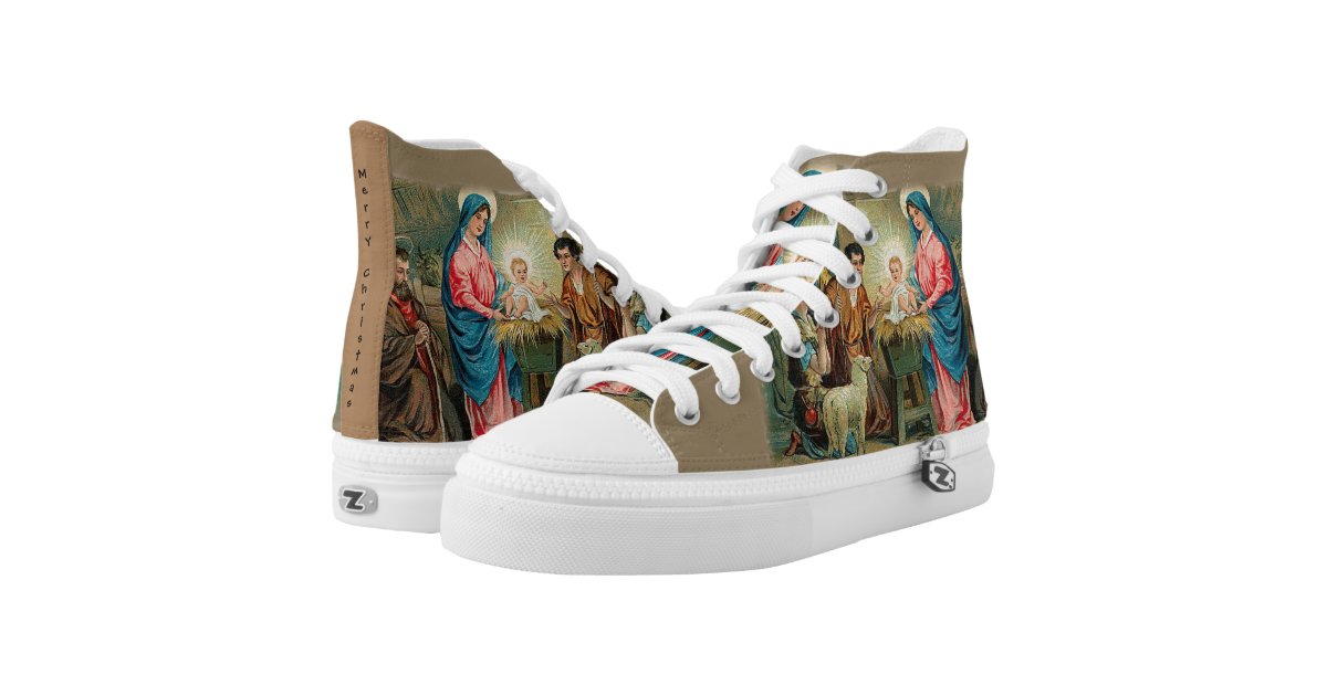 Baby Jesus with Mary High-Top Sneakers | Zazzle