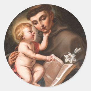 Baby Jesus With St. Anthony Of Padua Classic Round Sticker