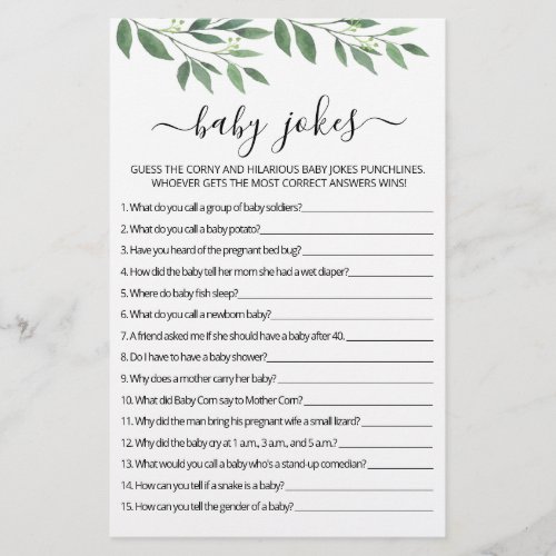 Baby Jokes Baby Shower game with Answers