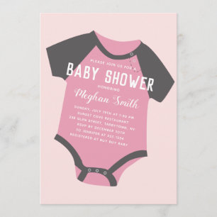 Baby Jumpsuit Pink Baby Shower Invitation