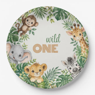 Baby Jungle Animals 1st Birthday Celebration Paper Plates