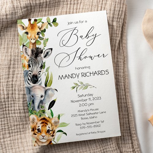 Baby Jungle Animals Baby Shower Invitation