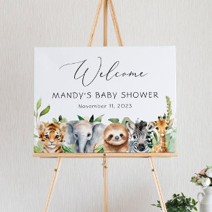 Baby Jungle Animals Baby Shower Welcome Sign