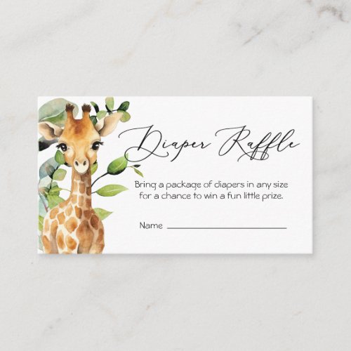 Baby Jungle Animals Diaper Raffle Card