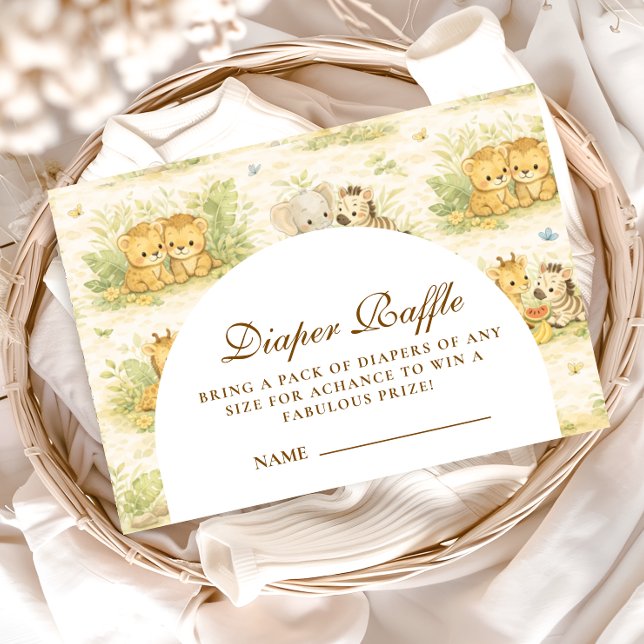 Baby Jungle Animals Diapper Raffle Enclosure Card (Creator Uploaded)