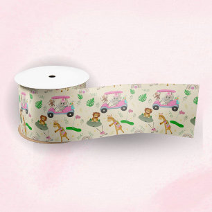 Baby Jungle Animals Golfing Baby Shower  Satin Ribbon