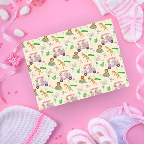 Baby Jungle Animals Golfing Baby Shower Tissue Paper