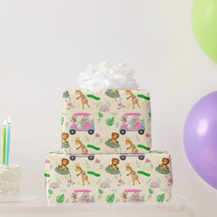 Baby Jungle Animals Golfing Baby Shower Wrapping Paper