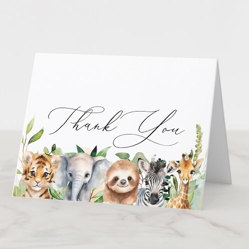 Baby Jungle Animals Thank You Card