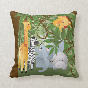 Baby Jungle Animals Throw Pillow
