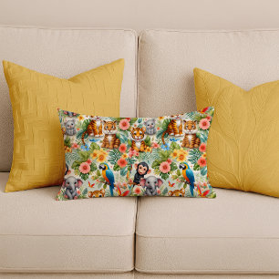 Baby Jungle Animals Tropical Lumbar Pillow