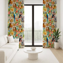 Baby Jungle Animals Tropical Nursery Curtain