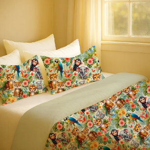 Baby Jungle Animals Tropical Nursery Duvet Cover