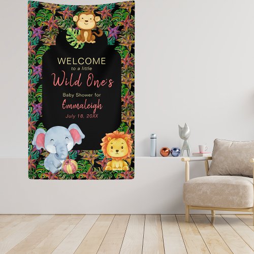 Baby Jungle Animals Wild One Baby Shower Banner