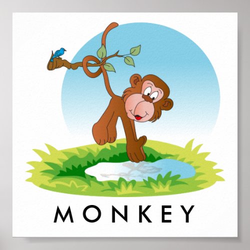 Baby Jungle Monkey Poster