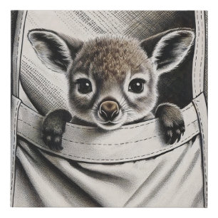 Baby Kangaroo, Cute Joey Faux Canvas Print