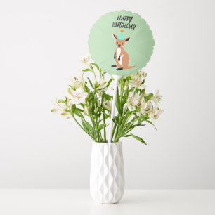 baby kangaroo happy birthday lite green balloon