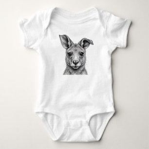 Baby Kangaroo Illustration Baby Bodysuit