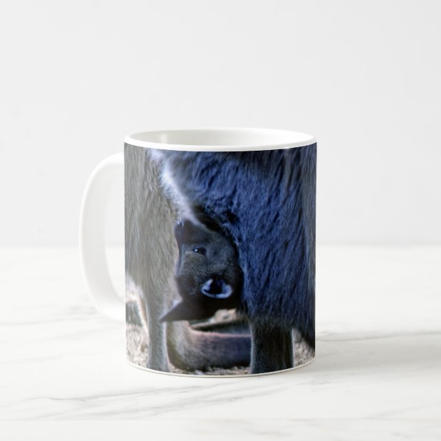 Baby kangaroo in mother's pouch - Australia Coffee Mug (Front Left)