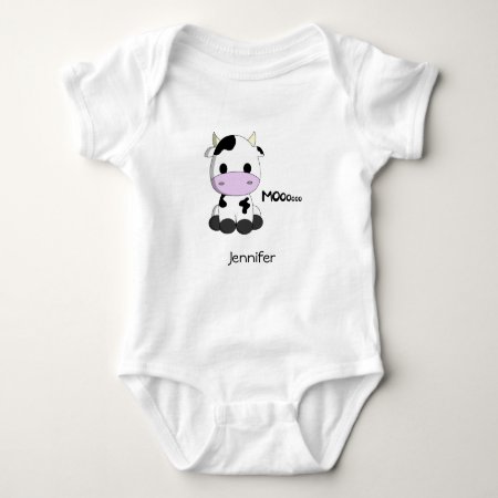 Baby Kawaii Cow Cartoon Name Baby Bodysuit