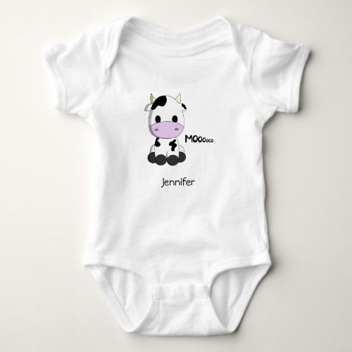 Baby kawaii cow cartoon name baby bodysuit