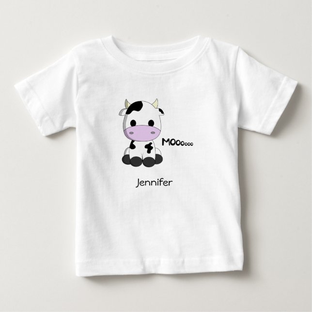 Baby kawaii cow cartoon name baby T-Shirt (Front)