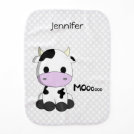 Baby kawaii cow cartoon with baby name burp cloth Baby kawaii cow cartoon with baby name burp cloth