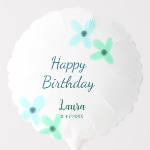 Baby kids 1st birthday add name blue green pastel balloon