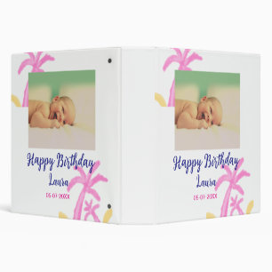 Baby kids 1st birthday add name date add photo 3 ring binder