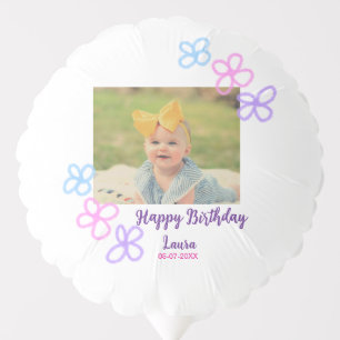 Baby kids 1st birthday add name date add photo balloon
