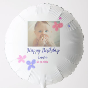 Baby kids 1st birthday add name date add photo balloon