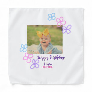 Baby kids 1st birthday add name date add photo bandana