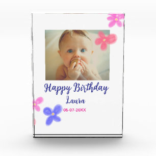 Baby kids 1st birthday add name date add photo block