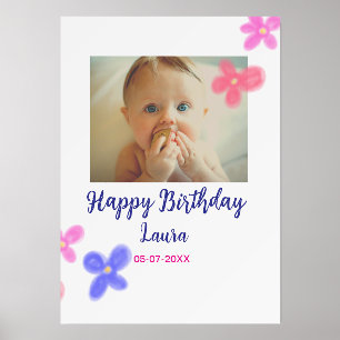 Baby kids 1st birthday add name date add photo holder