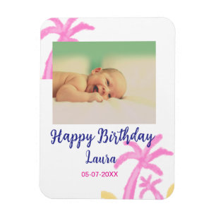 Baby kids 1st birthday add name date add photo magnet