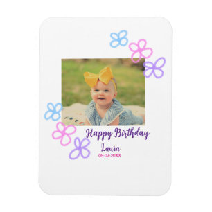 Baby kids 1st birthday add name date add photo magnet