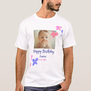 Baby kids 1st birthday add name date add photo T-Shirt