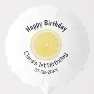 Baby kids 1st birthday lemon slice add name date m balloon