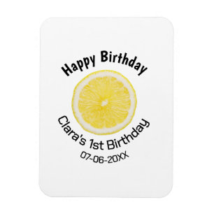 Baby kids 1st birthday lemon slice add name date m magnet
