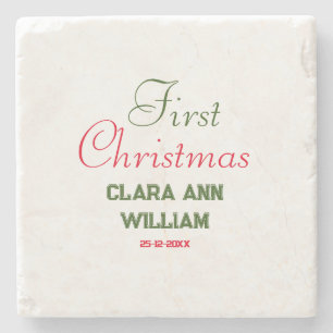 BABY KIDS FIRST CHRISTMAS HOLIDAY ADD NAME TEXT YE STONE COASTER